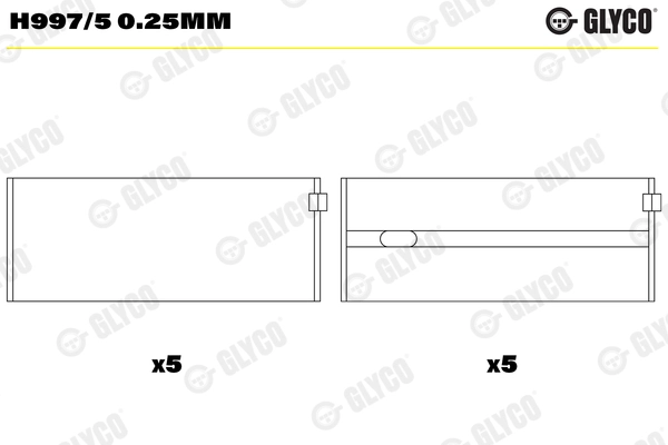 Вкладыши двигателя GLYCO H997/5 0.25MM
