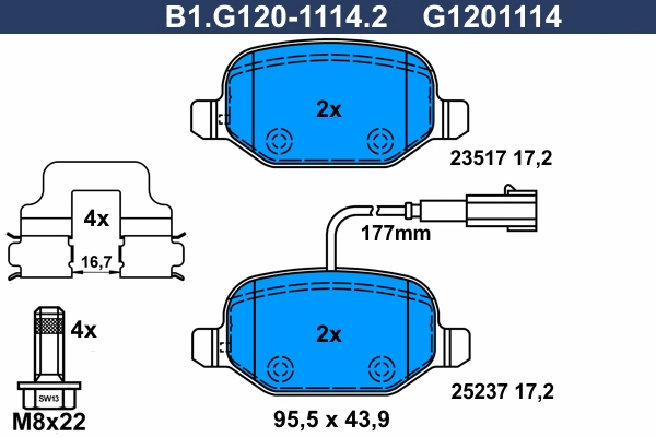 Колодки тормозные дисковые /комплект 4 шт GALFER B1-G120-1114-2