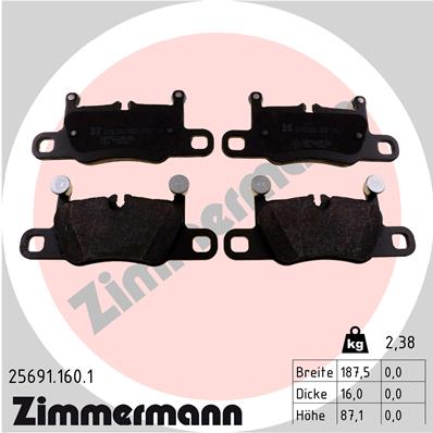 Колодки торм диск зад porsche 911 11- ZIMMERMANN 25691.160.1