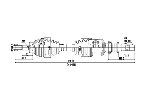 Полуось привода колеса DYNAMATRIX-KOREA DDS299071