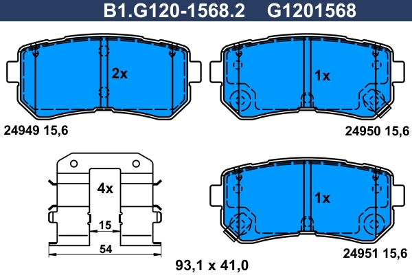 Колодки тормозные дисковые /комплект 4 шт/ GALFER B1-G120-1568-2