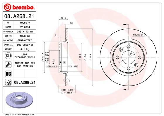 Disc BREMBO 08.A268.21