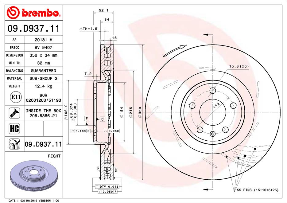 Disc BREMBO 09.D937.11