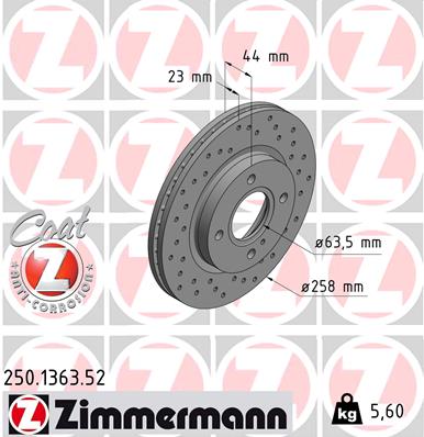 Тормозные диски ZIMMERMANN 250.1363.52