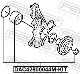 Dac42800044m-kit подшипник ступичный передний 42x80x44 FEBEST DAC42800044M-KIT