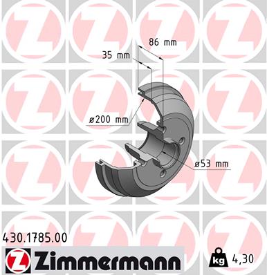 Тормозной барабан ZIMMERMANN 430.1785.00