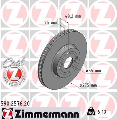 Тормозные диски ZIMMERMANN 590.2576.20