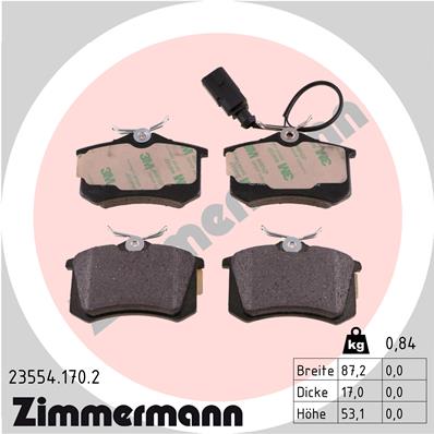 Тормозные колодки ZIMMERMANN 23554.170.2