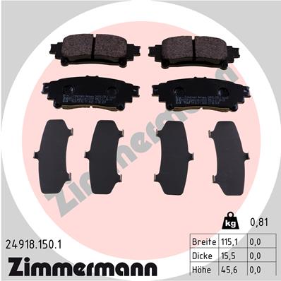 Колодки тормозные дисковые /комплект 4 шт/ ZIMMERMANN 24918.150.1
