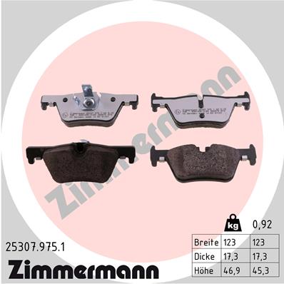 Колодки тормозные дисковые /комплект 4 шт/ ZIMMERMANN 25307.975.1