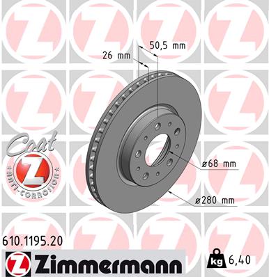 Тормозные диски ZIMMERMANN 610.1195.20