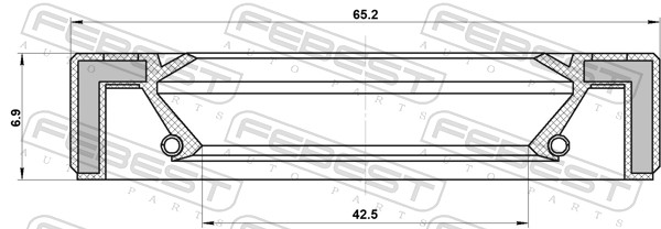 95gay-44650707l сальник коробки скоростей 42.5x65.2x6.9x6.9 FEBEST 95GAY-44650707L
