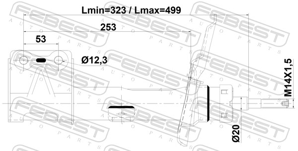 25110-009fr амортизатор передний правый gas.twin tube FEBEST 25110-009FR