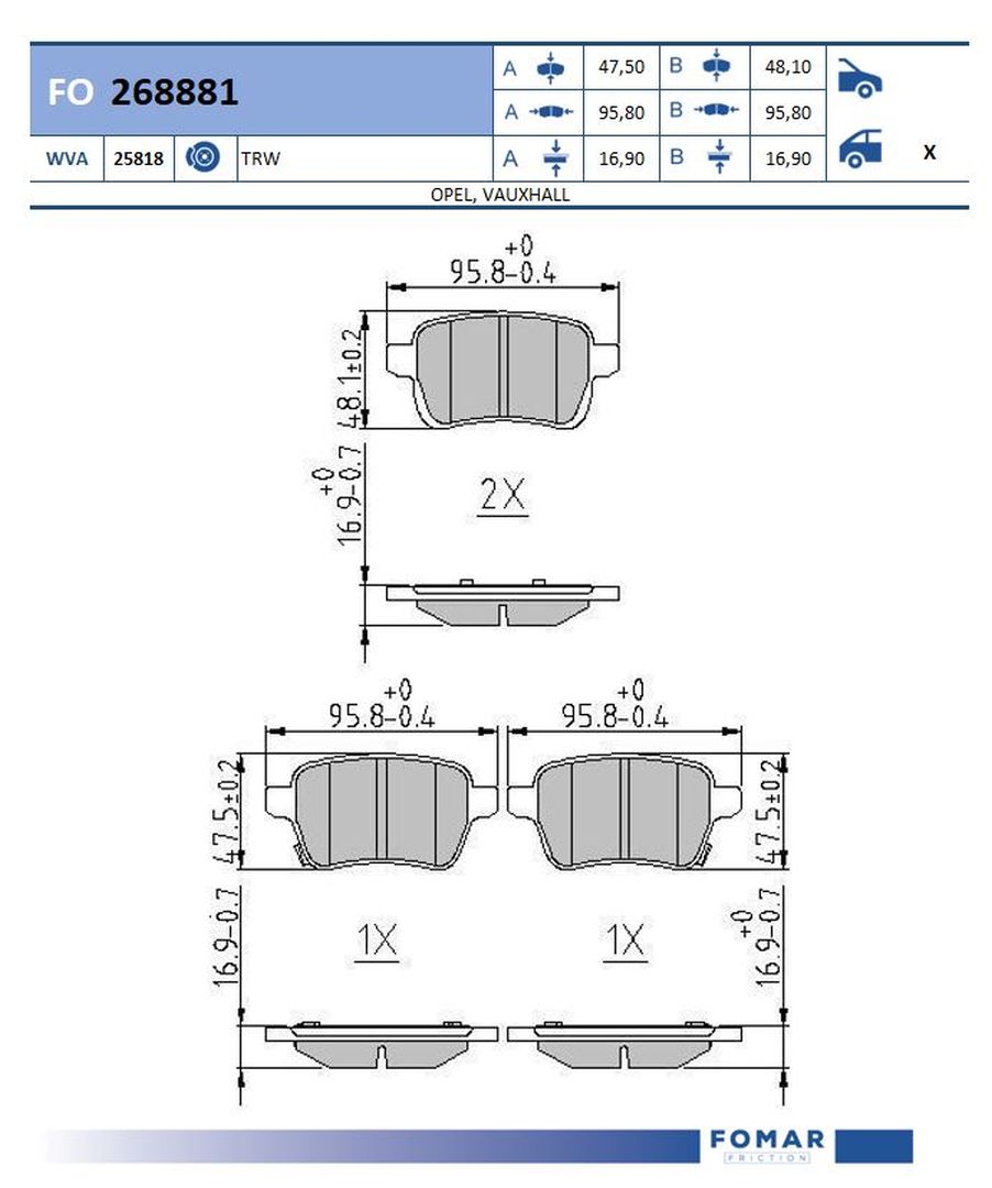 Fo 268881 колодки дисковые задние FOMAR FRICTION FO268881