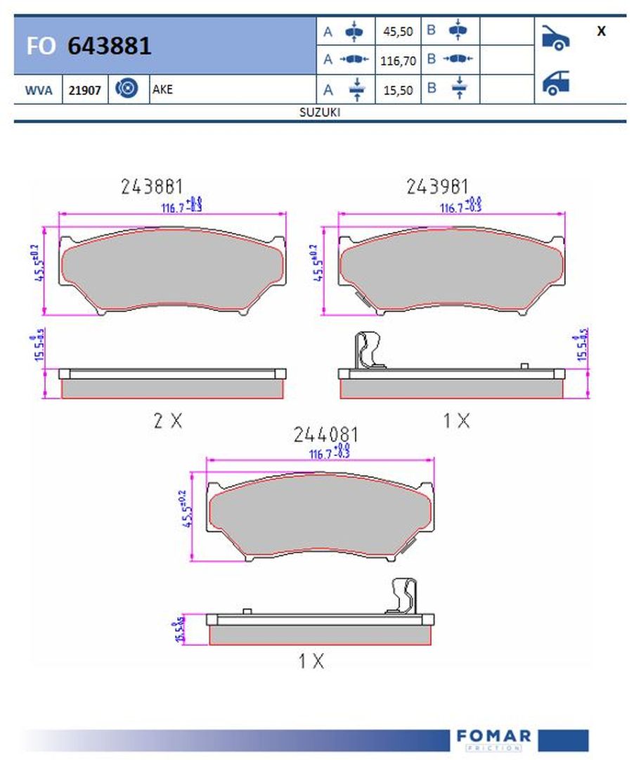 Fo 643881 колодки дисковые передние FOMAR FRICTION FO 643881