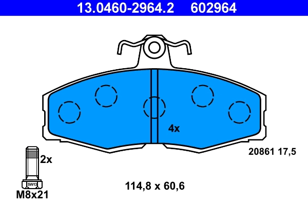 Тормозные колодки ATE 13.0460-2964.2