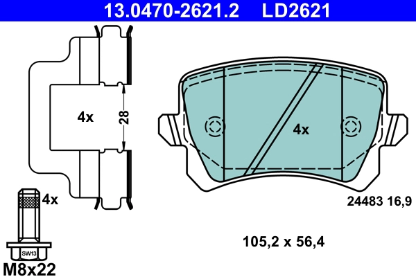 Колодки тормозные дисковые ATE 13.0470-2621.2