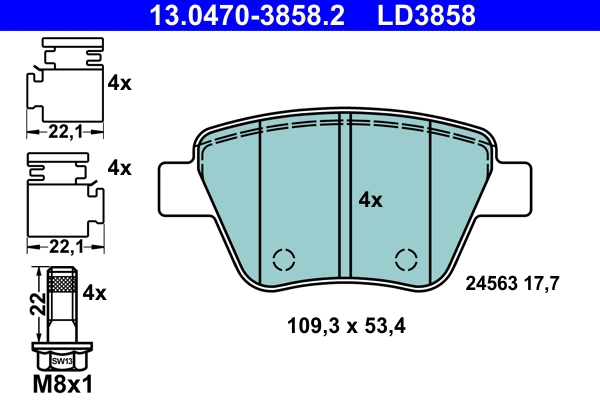 Тормозные колодки ATE 13.0470-3858.2