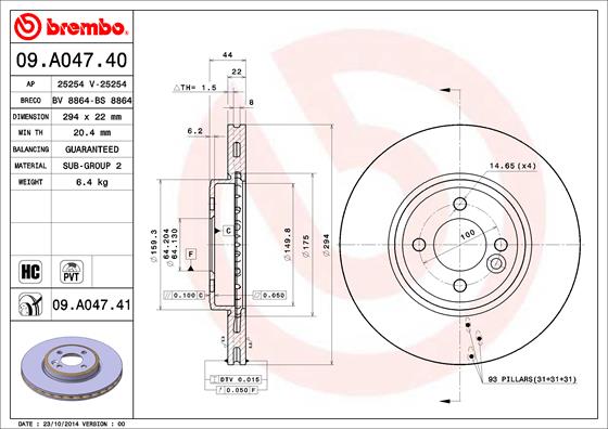 Тормозные диски BREMBO 09.A047.41