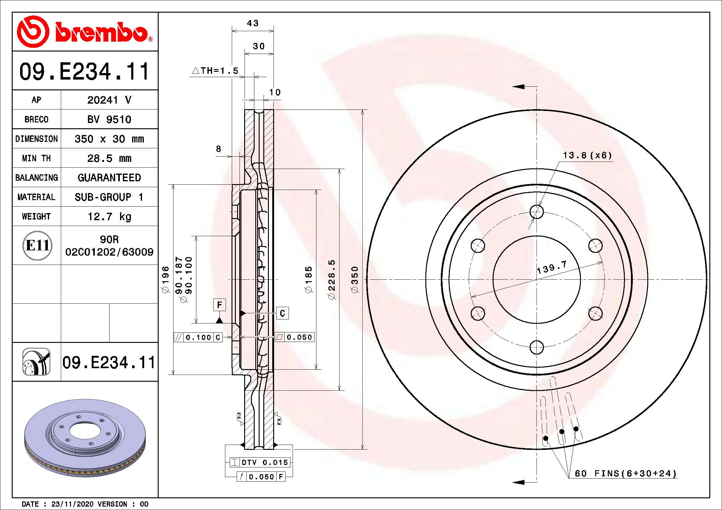 Диск тормозной BREMBO 09.E234.11