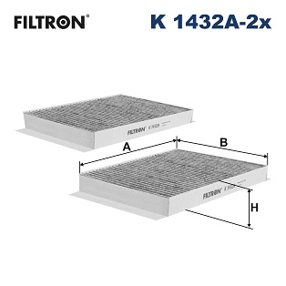 Воздушный фильтр салона filtron (без рамки) FILTRON K 1432A-2x