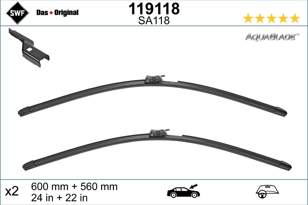 Щетки стеклоочистителя 600/560мм бескаркасные с подогревом к-кт mercedes-benz s-class c217 a217 2015- SWF 119118