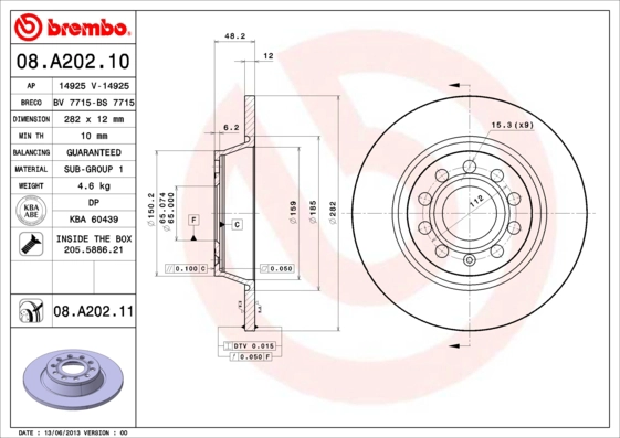 Диск тормозной BRECO BV 7715