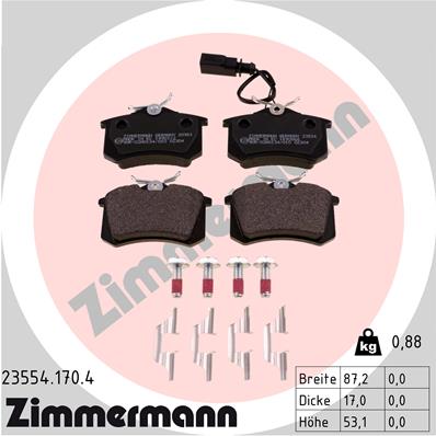 Колодки тормозные зад. ford galaxy (wgr) 1.9 tdi 03.1995 - 05.2006 ZIMMERMANN 235.5417.04