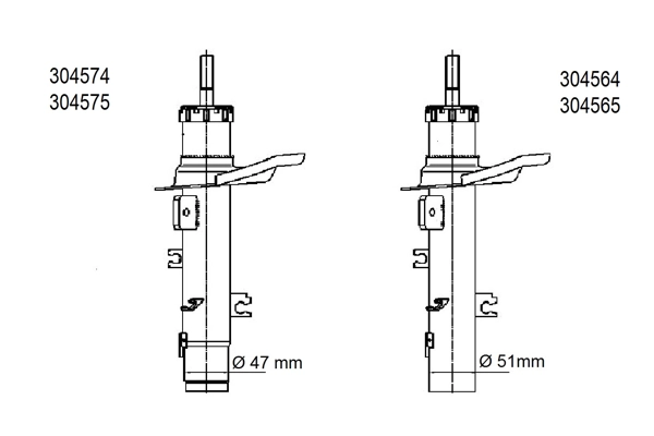 Амортизатор подвески перед прав citroen c3 ii iii peugeot 208 (d 47mm) 09- ALCO FILTER 304574