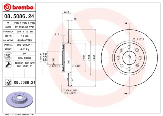 Диск тормозной AP 14952 V