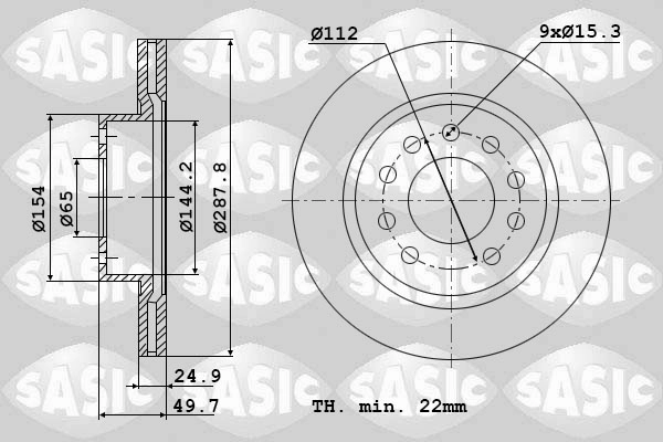 Диск тормозной SASIC 6106024