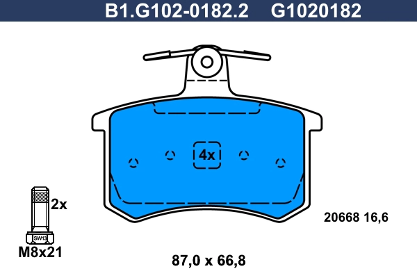 Колодки тормозные дисковые GALFER B1.G102-0182.2