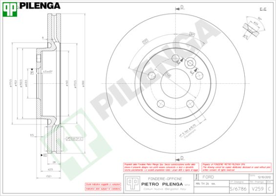 Диск тормозной PILENGA V259