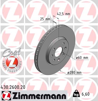 Диск тормозной ZIMMERMANN 430260020