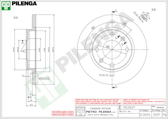 Диск тормозной PILENGA 5097