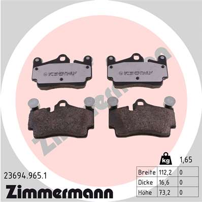 Колодки торм rdz audi q7 pors cayen торм сис r 02/09- ZIMMERMANN 236949651