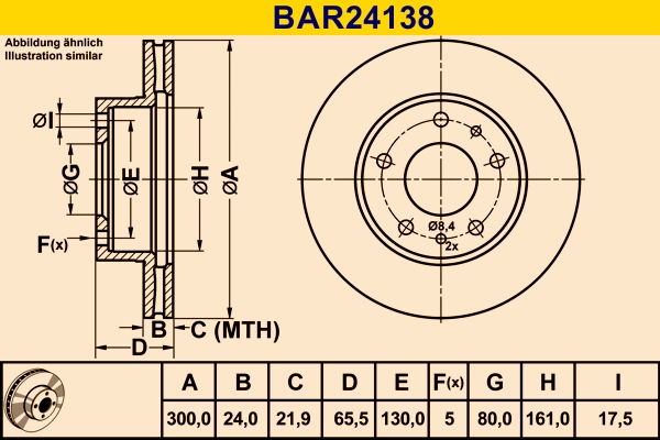 Диск тормозной BARUM BAR24138
