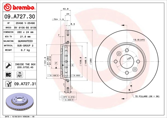  BREMBO 09.A727.30
