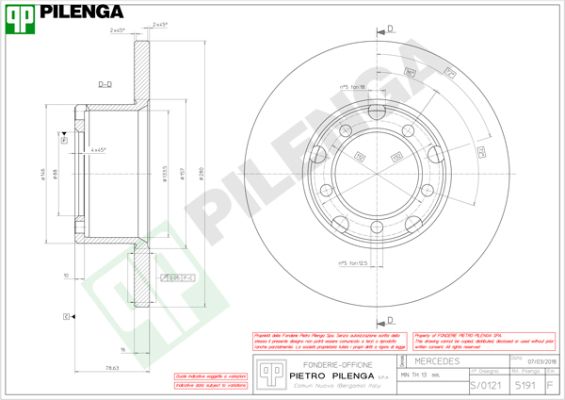 Диск тормозной PILENGA 5191