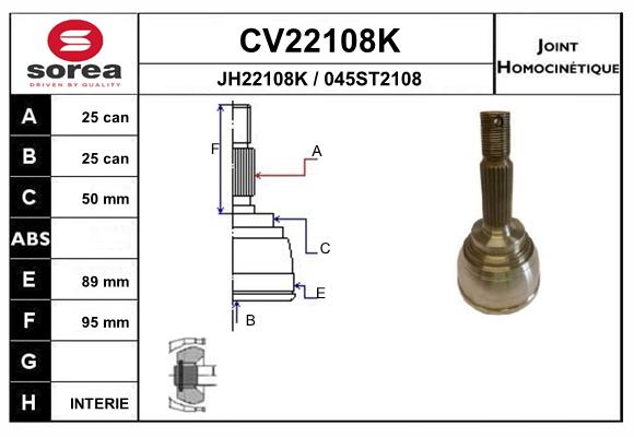 Шарнирный комплект приводной вал EAI CV22108K
