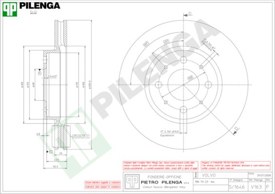 Диск тормозной PILENGA V163