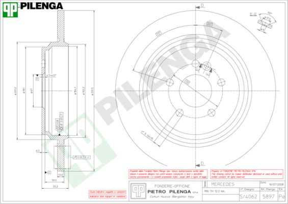 Диск тормозной PILENGA 5897