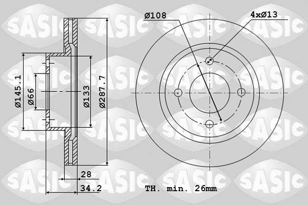 Диск тормозной SASIC 2464T84J