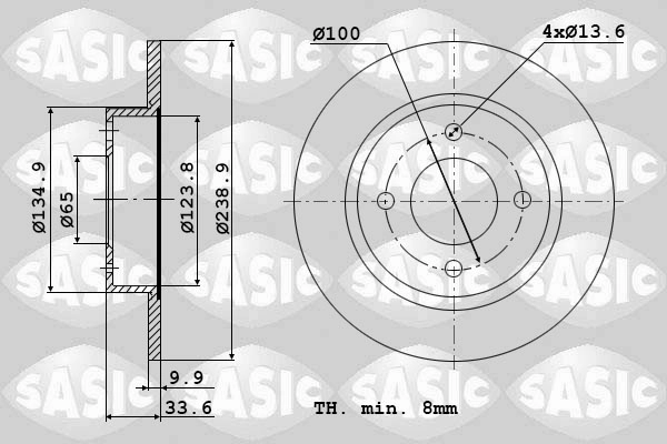 Диск тормозной SASIC 9004582J