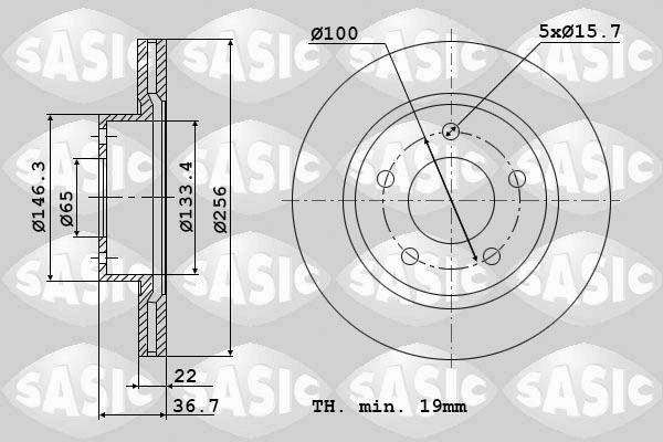Диск тормозной SASIC 9004878J