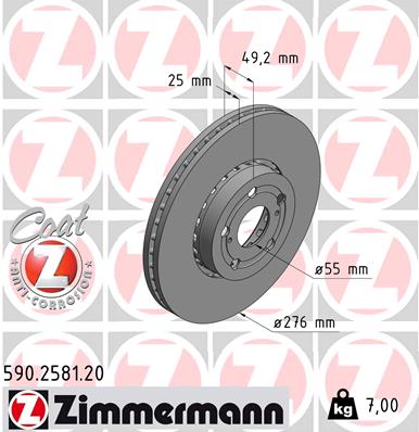 Диск тормозной ZIMMERMANN 590258120