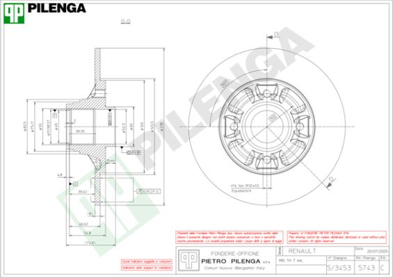 Диск тормозной PILENGA 5743