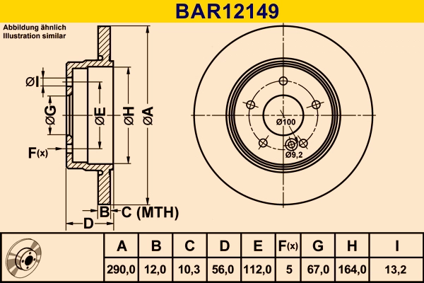 Диск тормозной BARUM BAR12149