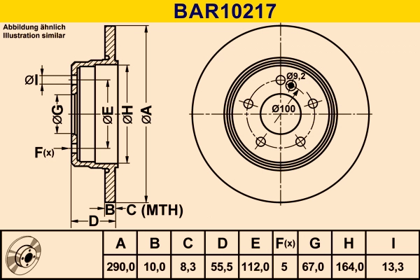 Диск тормозной BARUM BAR10217