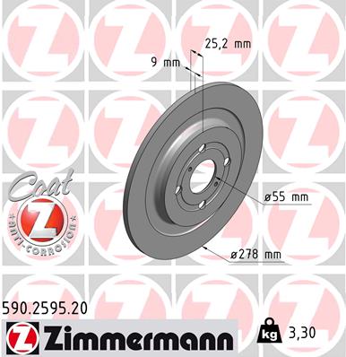 Диск тормозной ZIMMERMANN 590259520